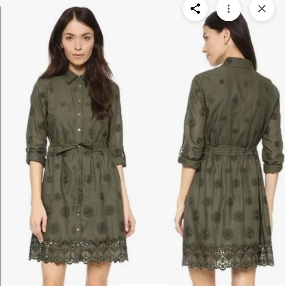 Diane von Furstenberg DVF Womens 4 Dress Green Ivanka Mini Shirtdress Floral
